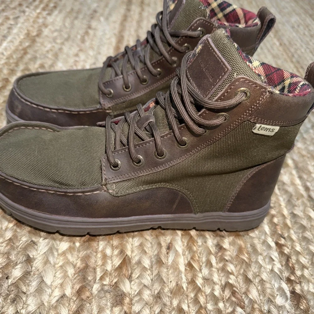 Lems Boulder Boot Boots Timber Brown Plaid Lined Size 9 Men's 10.5 Women EU 42